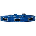 Mirage Pet Products Black Bone Widget Croc Dog CollarBlue Size 12 720-13 BLC12